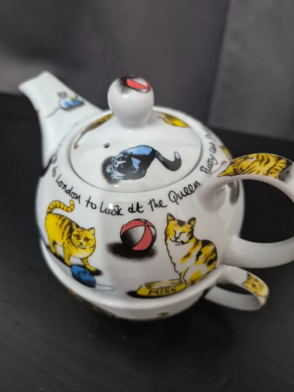 Adorable Tea Pot and Cup all in one with lid - Cat motif